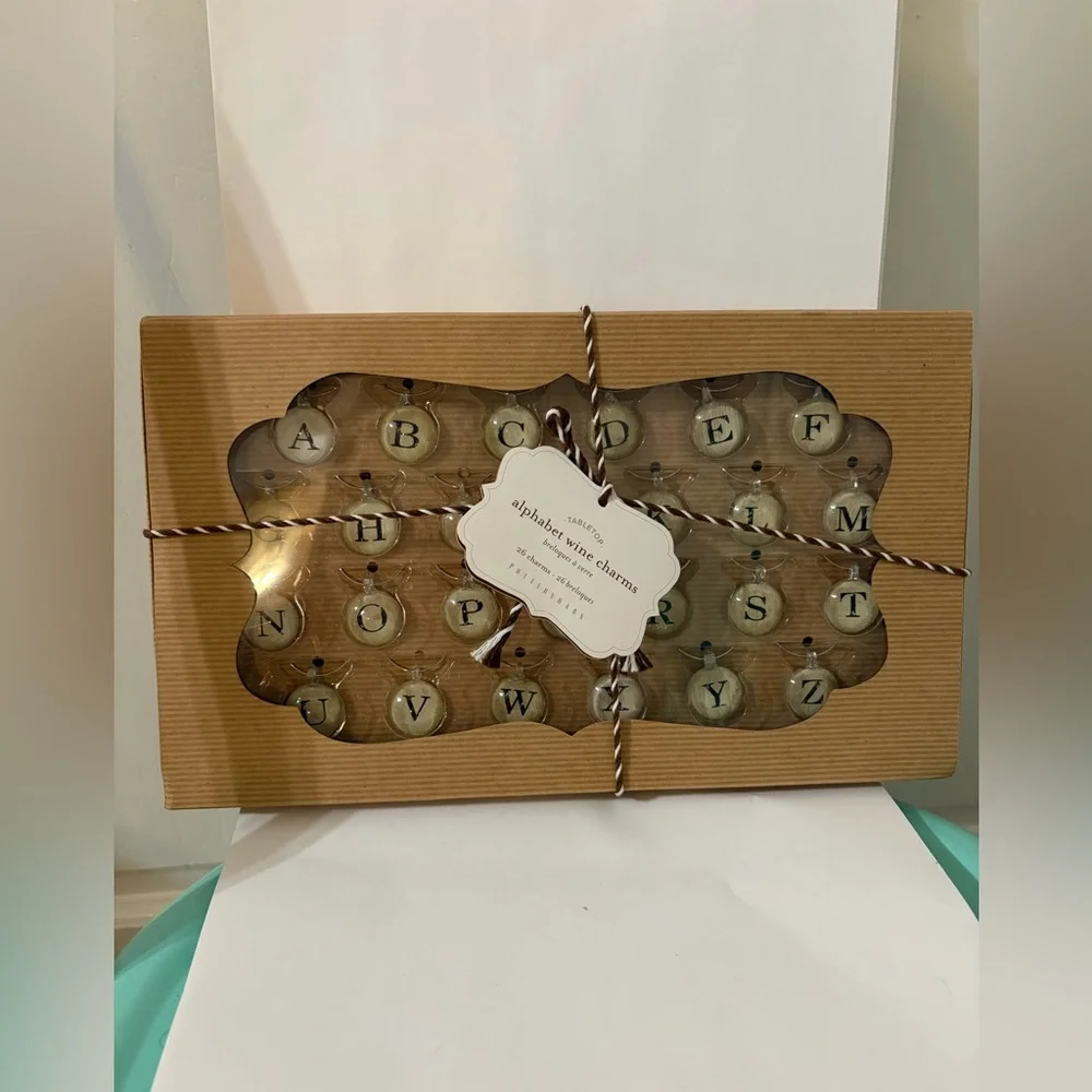 NIB Pottery Barn 26 Alphabet Wine Charms